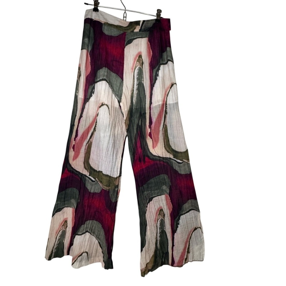 Zara Women's Wide Leg Pant Sz M Gauzy Lyocell Blend Artsy Indie Boho Festival - Picture 8 of 11